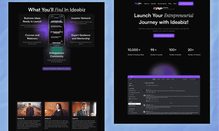 UI design and Development of Ideabiz