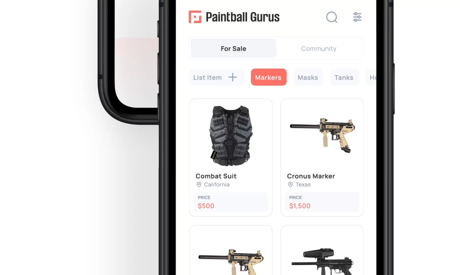 Paintball Gurus Marketplace Mobile E-commerce App