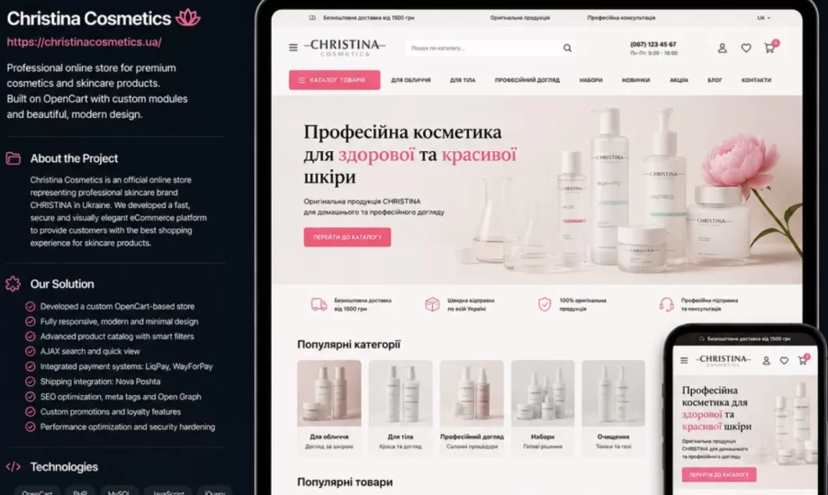 Christina Cosmetics Premium Skincare eCommerce 
