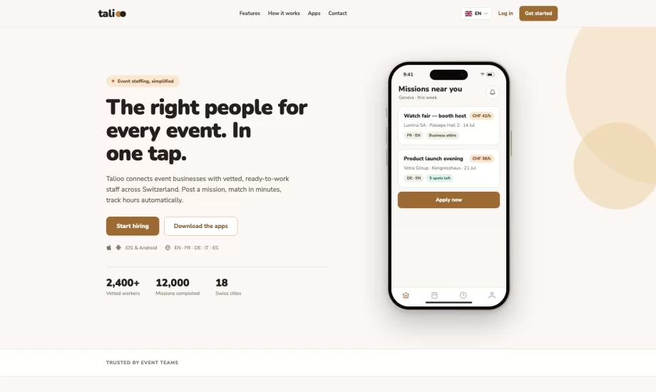 Talioo - Event Staffing and Workforce Platform