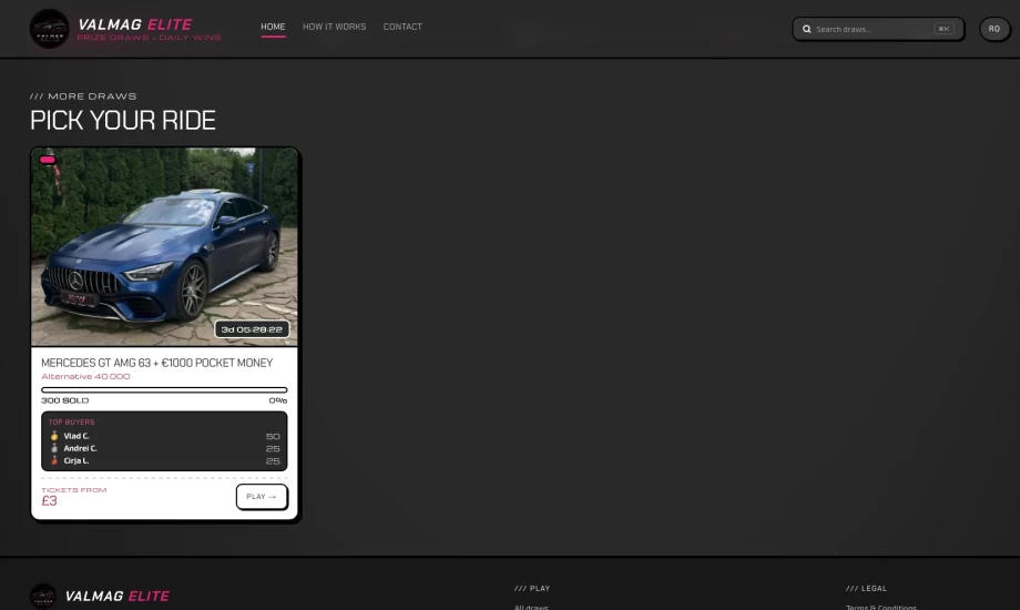 Valmag Elite - Car Prize Competition Platform